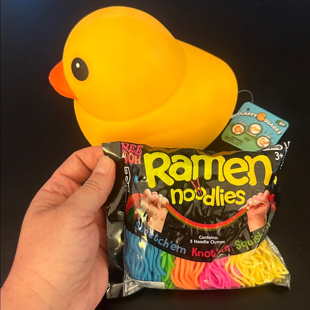 NeeDoh Bundle Ramen Noodlies + Laffy Quacks Duck Blue Squishy Squish jumbo NEW